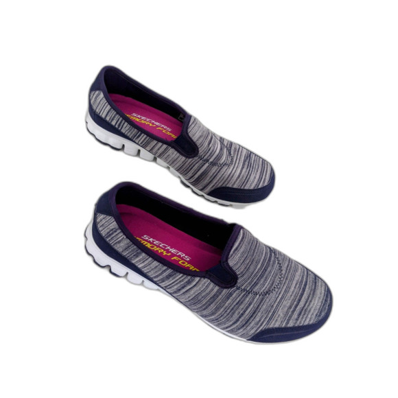 NEW Women's Skechers Memory Foam Blue Gray Striped Slip On Loafer Size 8 NWT - Picture 3 of 8